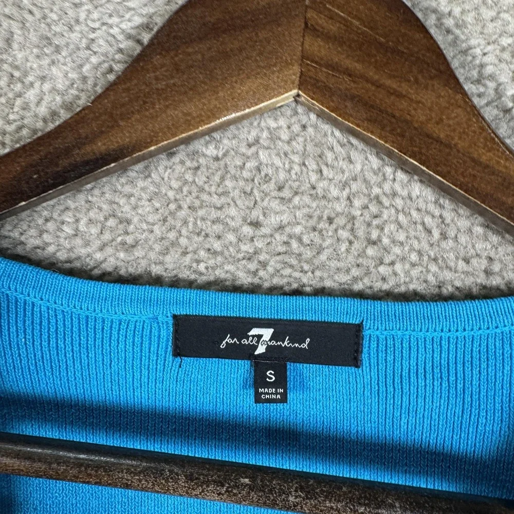7 For All Mankind Sweater Womens Small Blue Tie‎ Front Cropped Cardigan Knit